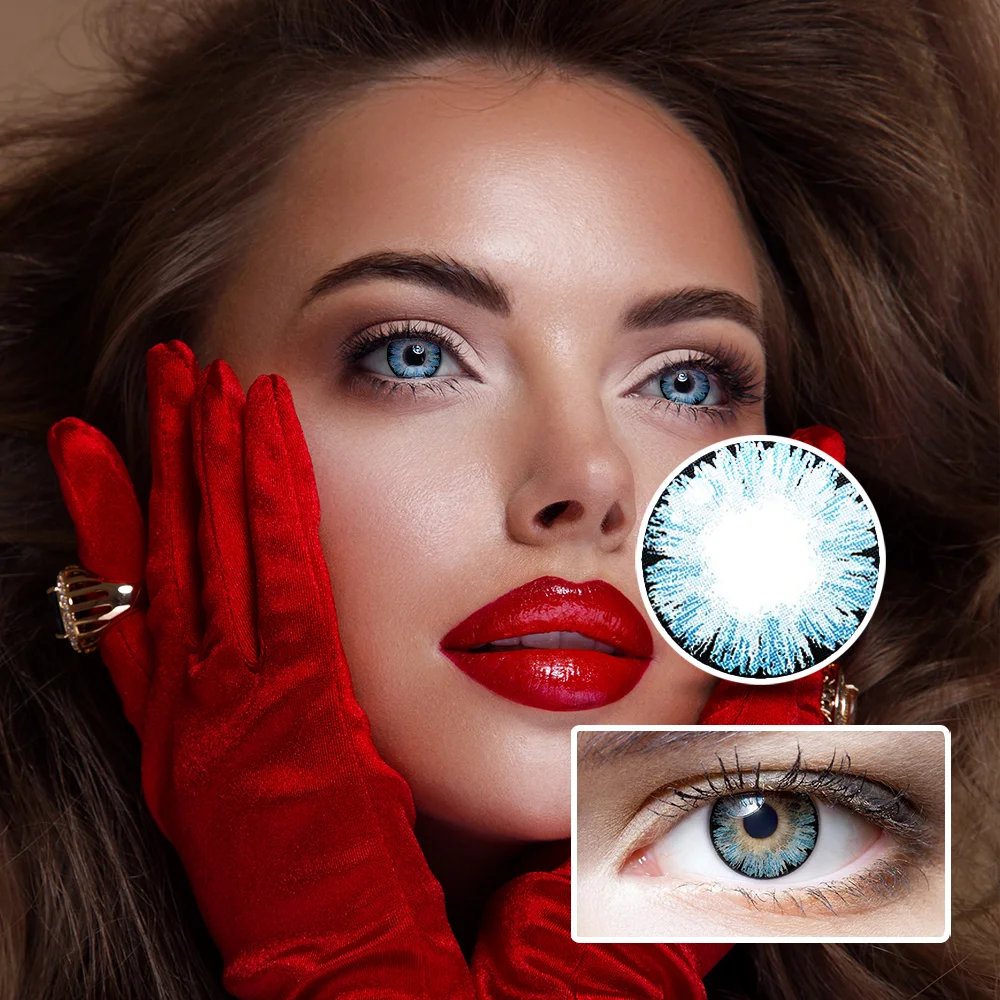 NEBULALENS Ice Blue Yearly Prescription Colored Contact Lenses NEBULALENS