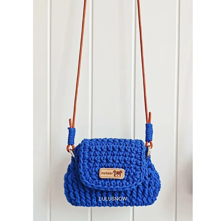 Lulusnow Handmade Blue Minimalist Lifestyle Crochet Crossbody MINIBag