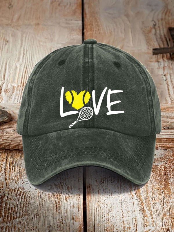 love tennis printed hat