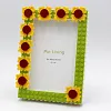 Sunflower DIY Building Block Photo Frame Kit,Creative Handmade Assembled Photo Frame Handmade Craft Gift Home Tabletop Display Decor