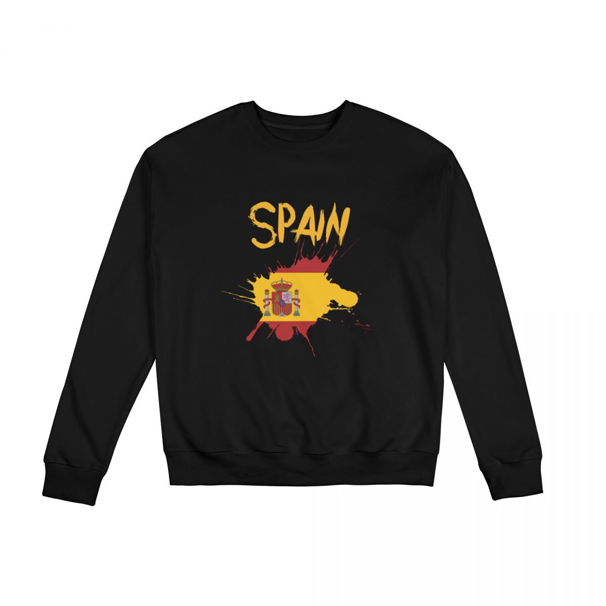 Spain Ink Spatter Sweatshirt Round Neck Tops