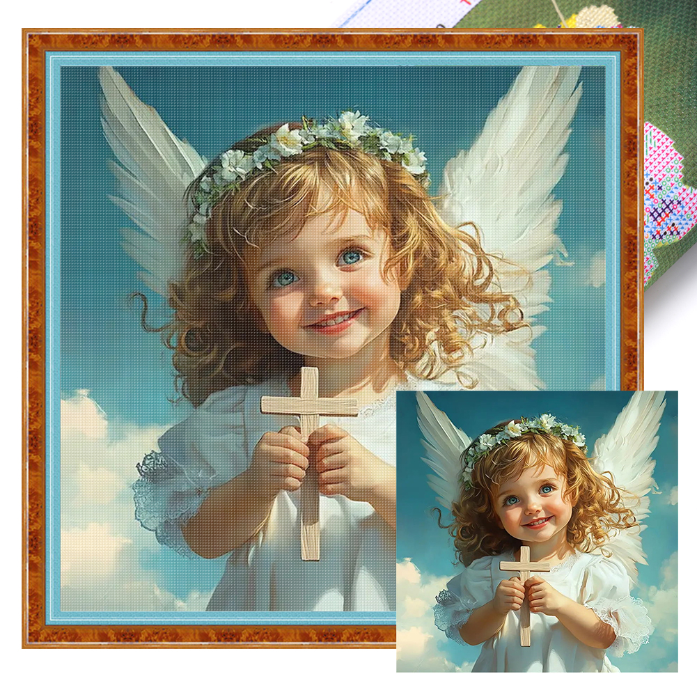 Girl Angel Full 11CT Pre-stamped Canvas(40*40cm) Cross Stitch