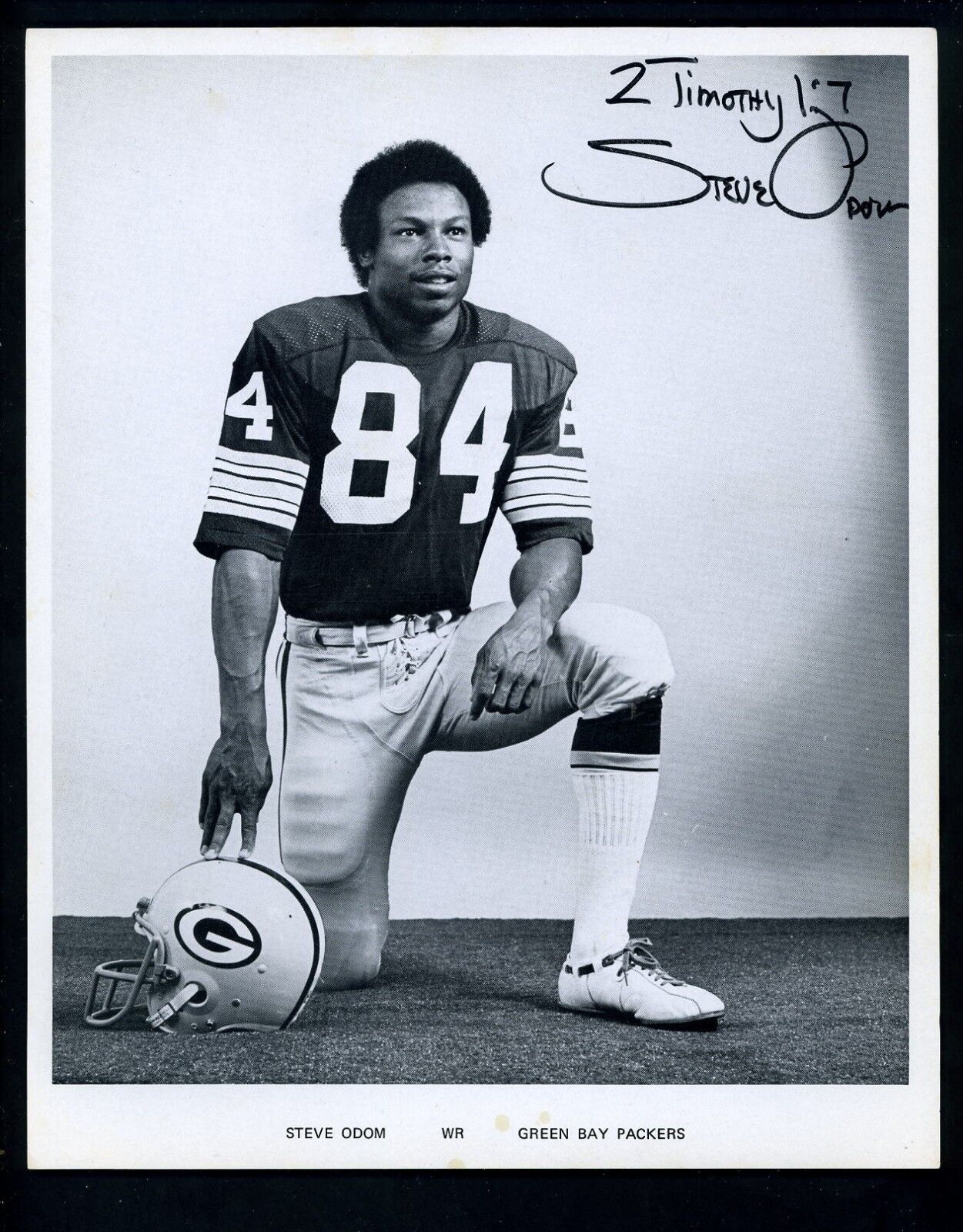 Steve Odom Green Bay Packers circa 1970's Team Issued Premium Press Photo Poster painting