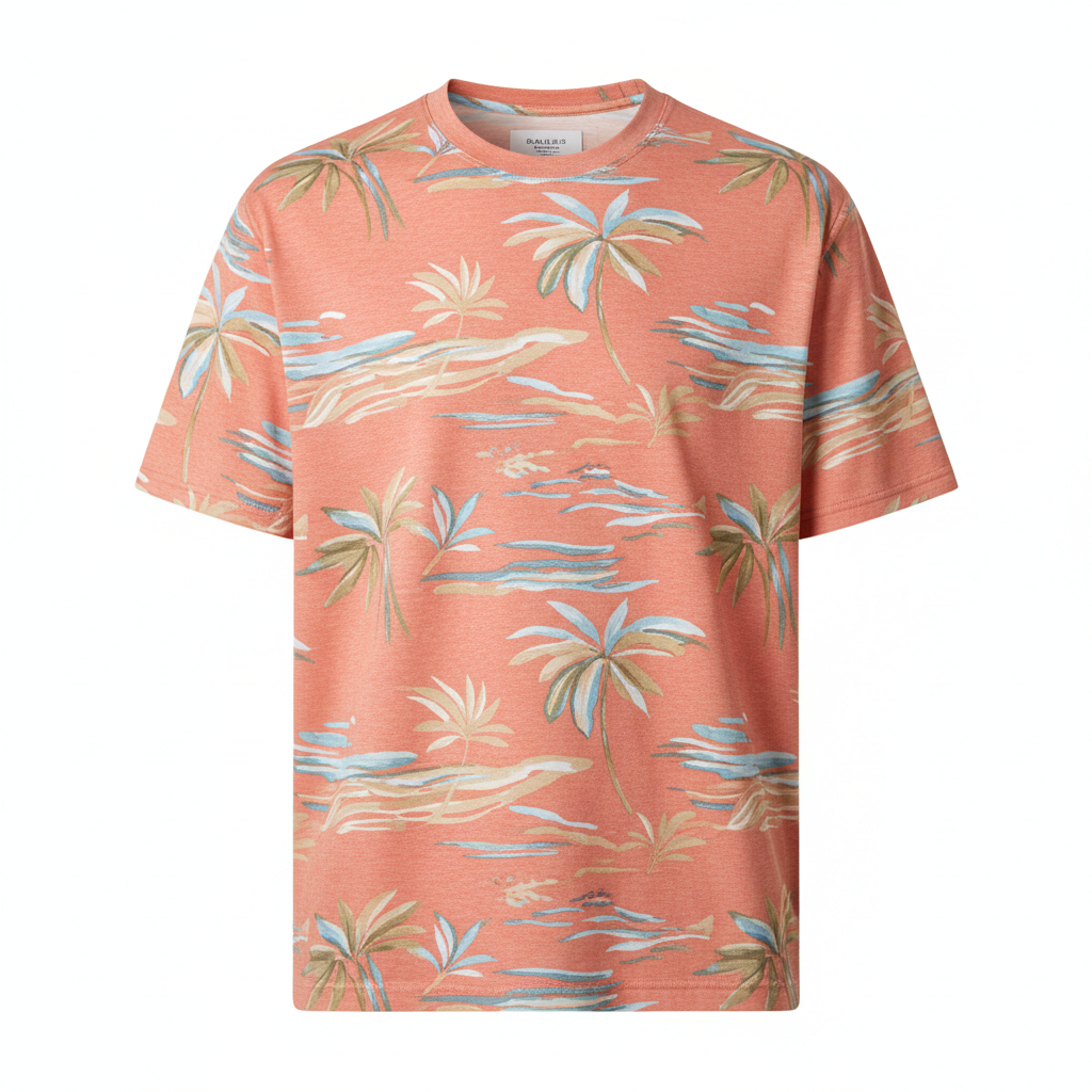 thesupersurf Coral Palm Tree Print Loose T-Shirt 