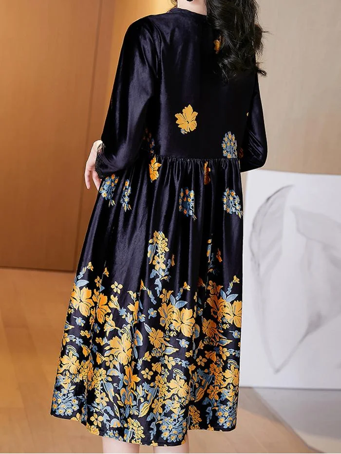 Elegant and Fashionable Gold Velvet Dress