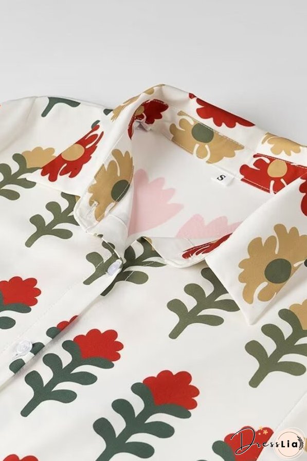 Positioning Plant Leaf Print Long Dress