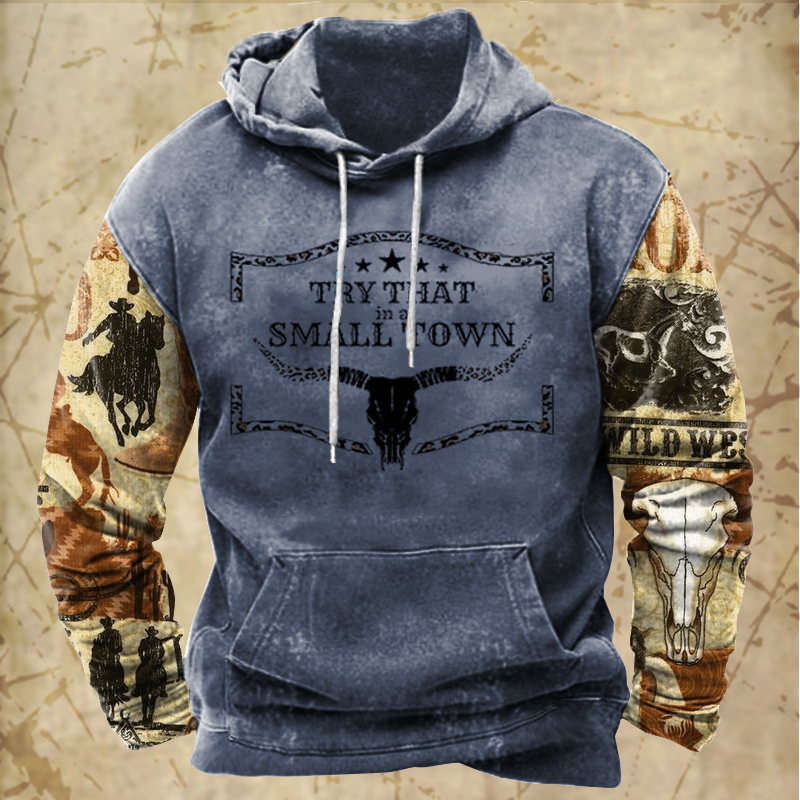 Try That in a Small Town Men's Vintage Western Hoodie