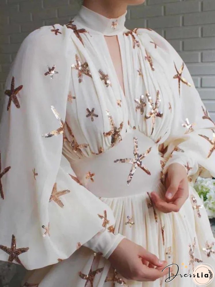 Joskka Summer Chiffon Even Party Dress Woman French Elegant Formal Dress Beach Long Sleeve Fairy Fashion Dress Office Lady Chic