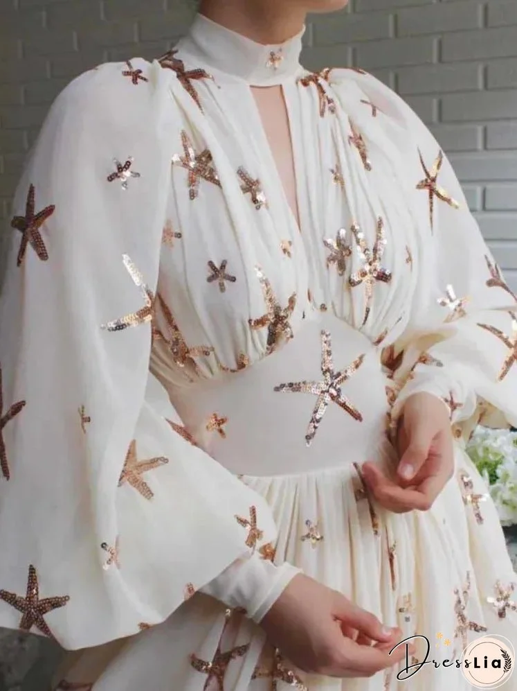 Joskka Summer Chiffon Even Party Dress Woman French Elegant Formal Dress Beach Long Sleeve Fairy Fashion Dress Office Lady Chic