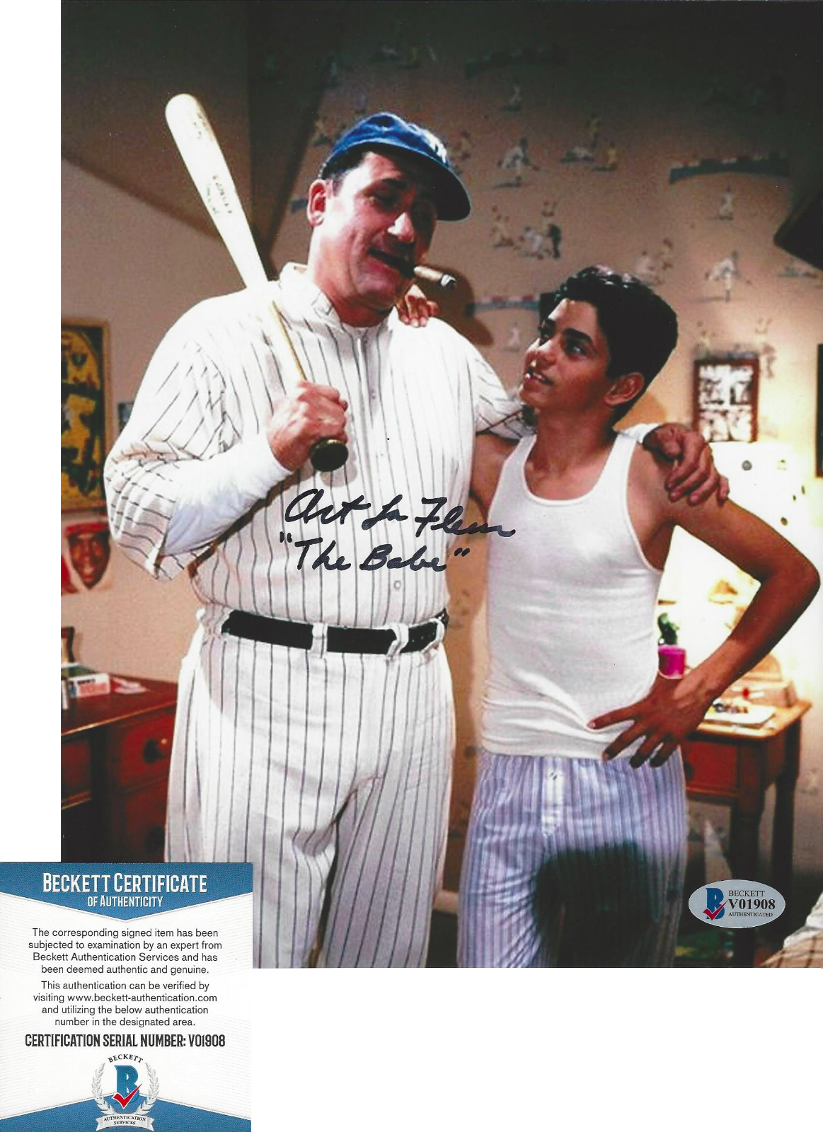 ART LAFLEUR SIGNED THE SANDLOT 'BABE RUTH' 8x10 MOVIE Photo Poster painting E BECKETT COA BAS