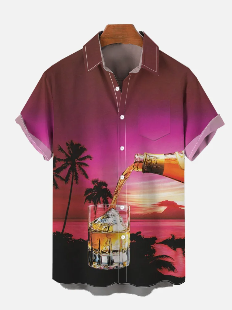 Men's Hawaiian Vacation Beer Print Shirt PLUSCLOTHESMAN
