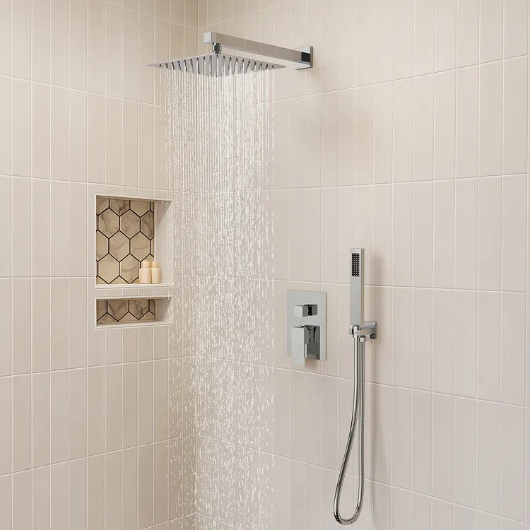 Rainfall Shower System in Chrome M6066CI-10BL | EVERSTEIN