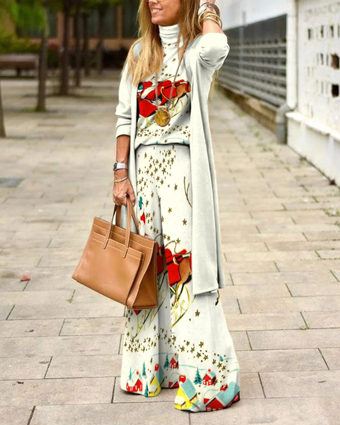 Herringbone Sweater Three-Piece Suit e017