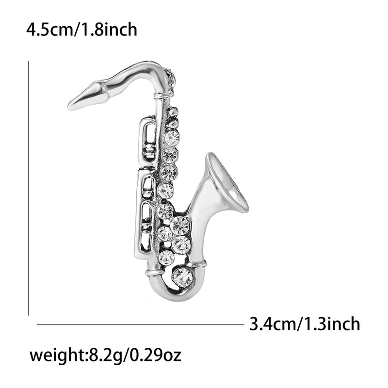IG Style Pin Saxophone Alloy Inlay Rhinestones Unisex Brooches