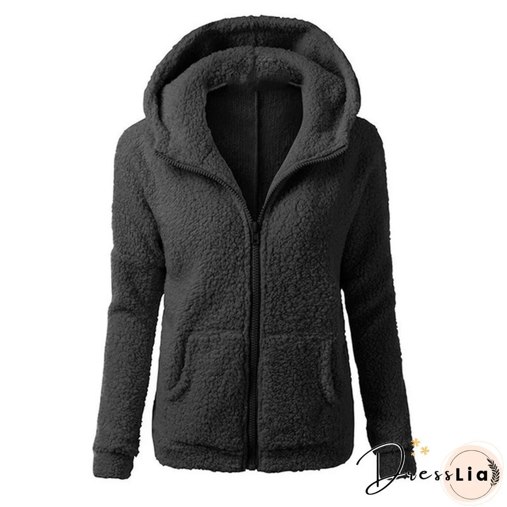 Woman Clothes Warm Autumn Winter Thicken Fleece Coat Zip Up Hooded Slim Parka Jacket Overcoat Woman Hoodie Plus SizeS-5XL