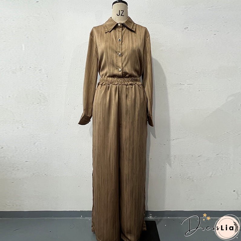 Autumn Jacquard Long-sleeved Loose Two-piece Set Pants