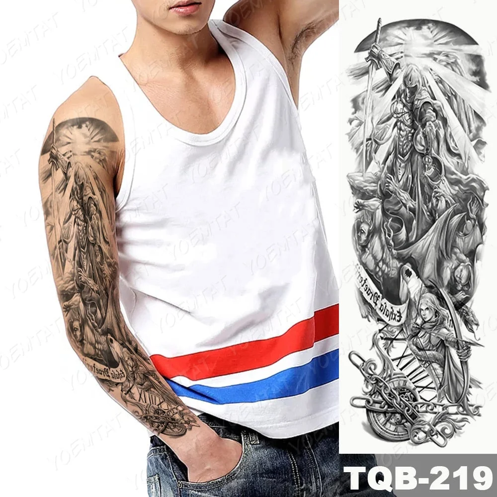 Large Arm Sleeve Tattoo Airplane soldier Pilot Waterproof Temporary Tatto Sticker Sailing Compass Body Art Full Fake Tatoo Women
