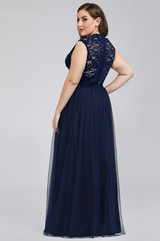 Elegant Lace Plus Size Prom Dress Long Tulle Evening Gowns Online