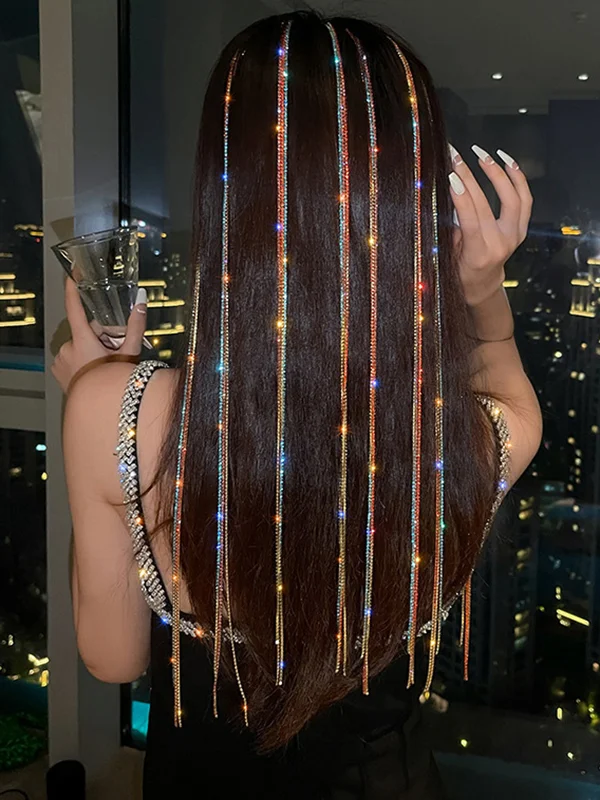 Urban Multi-Colored Rhinestone Tasseled Hair Clips