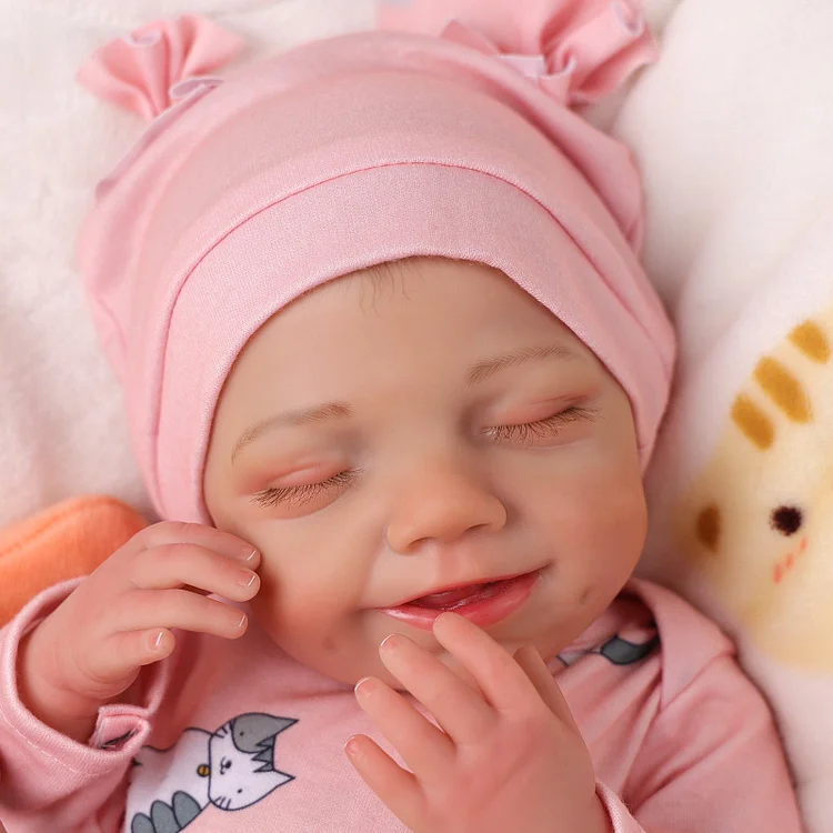 Babeside Olivia 20" Realistic Reborn Baby Dolls Infant Adorable Smiling Girl Pink Kitten
