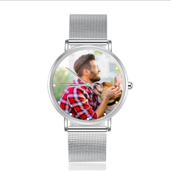 Gravierte Foto Uhr Man Dame Geschenk Personalisierte Uhr m1-t1 Kettenmachen
