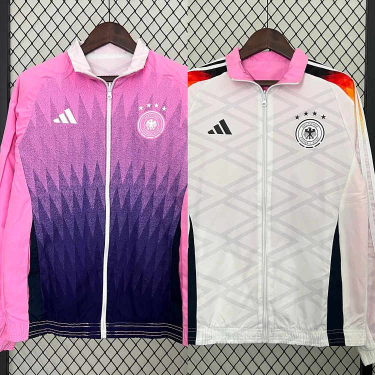 Deutschland DFB Beidseitig Verwendbar Anthem Jacke 2024-2025 - Weiß/Rosa