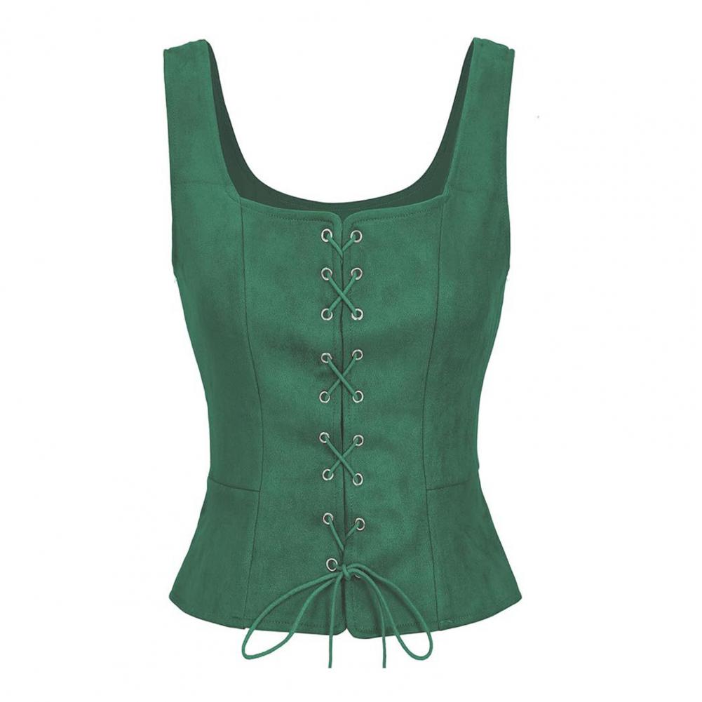 Toneke Vintage Gothic Women Corset Tank Top Sexy Waist Trainer Lace-up Front Vest Renaissance Vest Steampunk Shapewear Slimming Vest