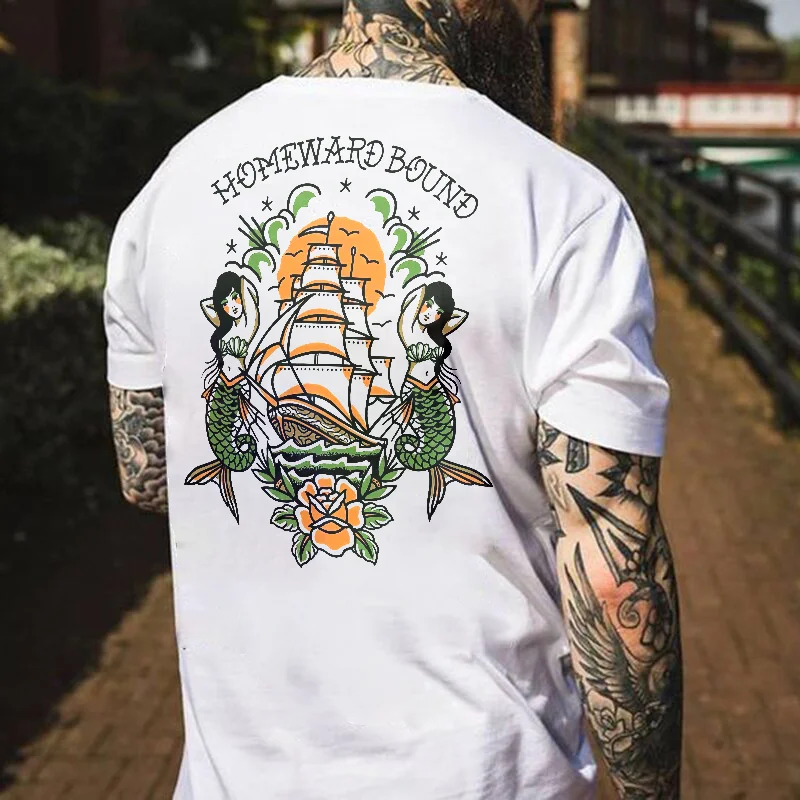 Mermaid homeward bound printed white classic T-shirt - Krazyskull