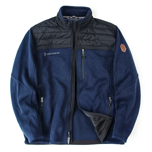 Men's Stand Collar Quilted Knitted Stitching Fleece Jacket