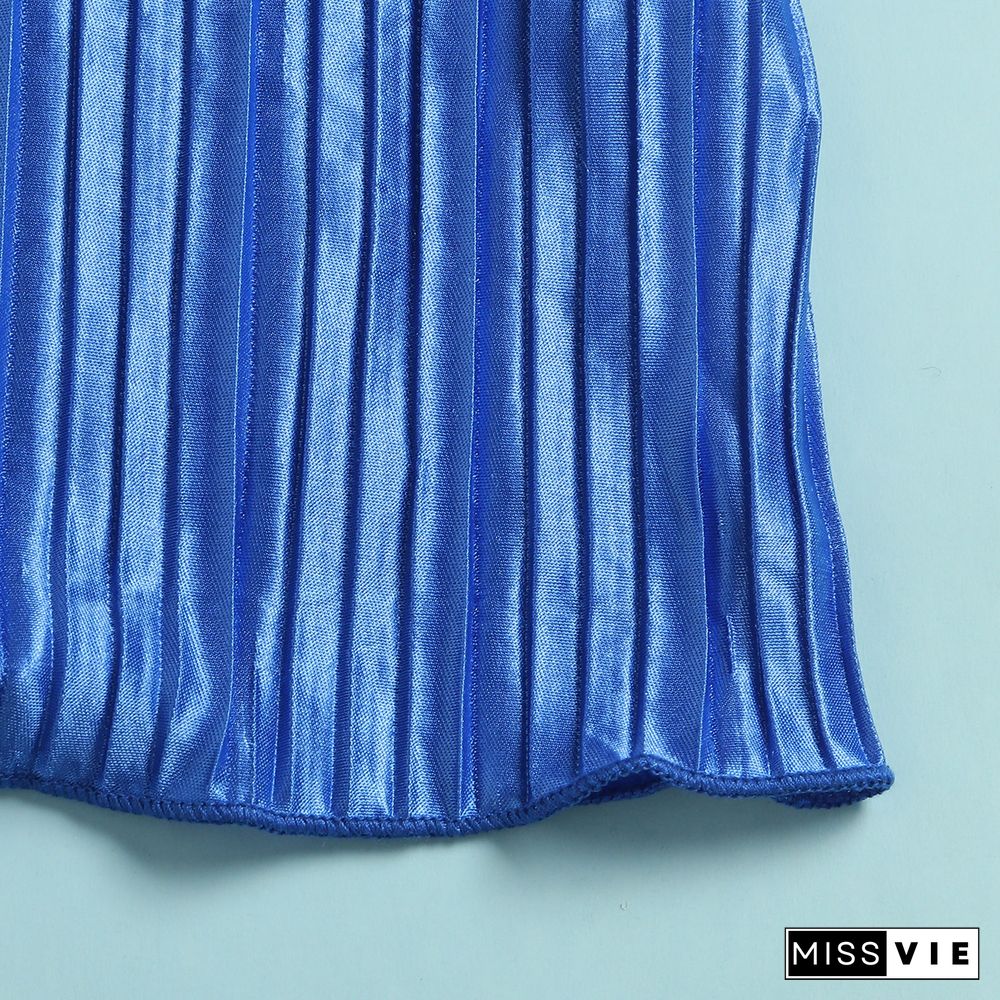 Pleated Loose Blouse Crop Top Wide Leg Pants Outfits