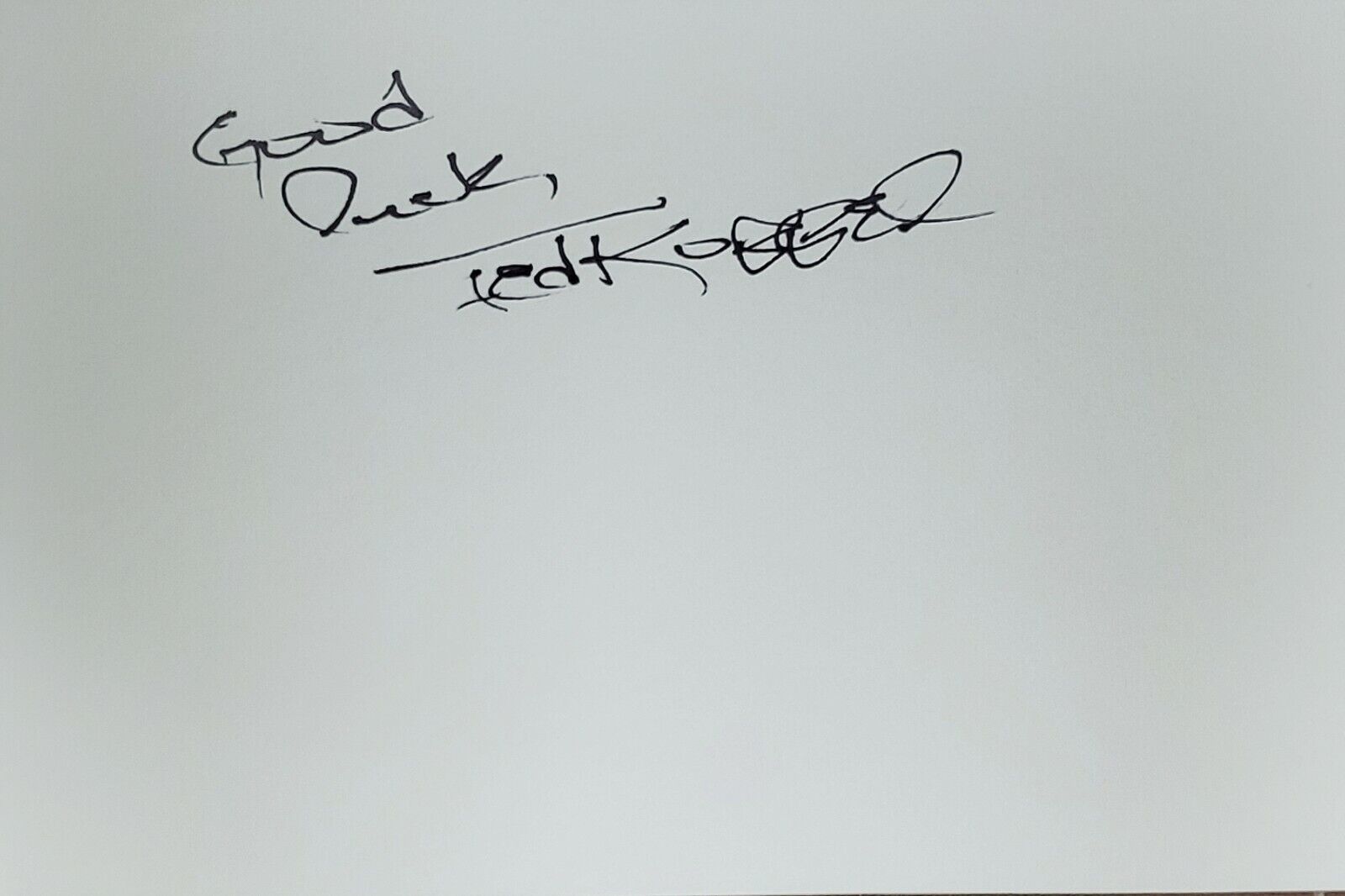 Ted Koppel Hand Signed Autograph Index Card Journalist News Anchor Nightline