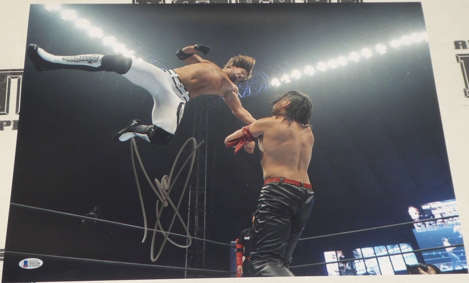 AJ Styles Signed 16x20 Photo Poster painting BAS COA WWE New Japan Pro Wrestling WK10 v Nakamura