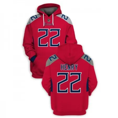 Men's Tennessee Titans #22 Derrick Henry 2021 Red Pullover Hoodie 8EOR