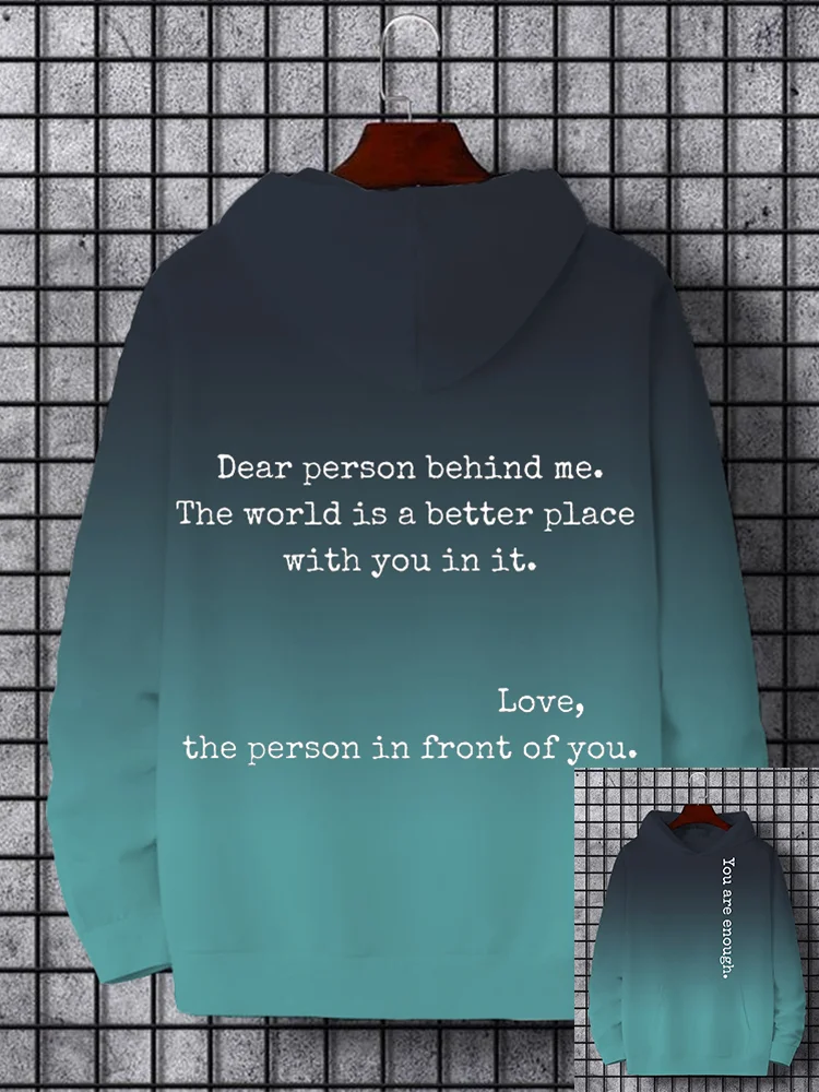 Broswear Men's Dear Person Behind Me You Are Enough Gradient Hoodie