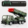 Oversized remote-controlled missile vehicle, simulated tank, can fire projectiles, tracked rocket cannon, military toy car