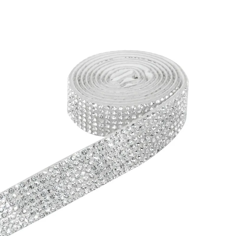 1 Yard Self-Adhesive Rhinestone Tape Flat Crystal Glass Stone Ribbon Clothes Garment Shoes Bag DIY Crafts Sewing Accessories