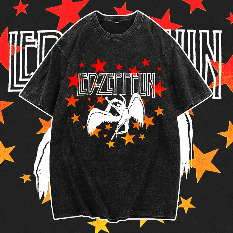 Davidhawaii100% Cotton Casual Bold Rock Star Double Sided Street T-Shirt - 100% Cotton