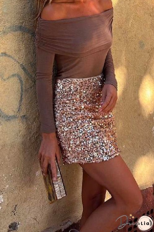 Meridress Stretchy High Waist Sequin Mini Party Skirt