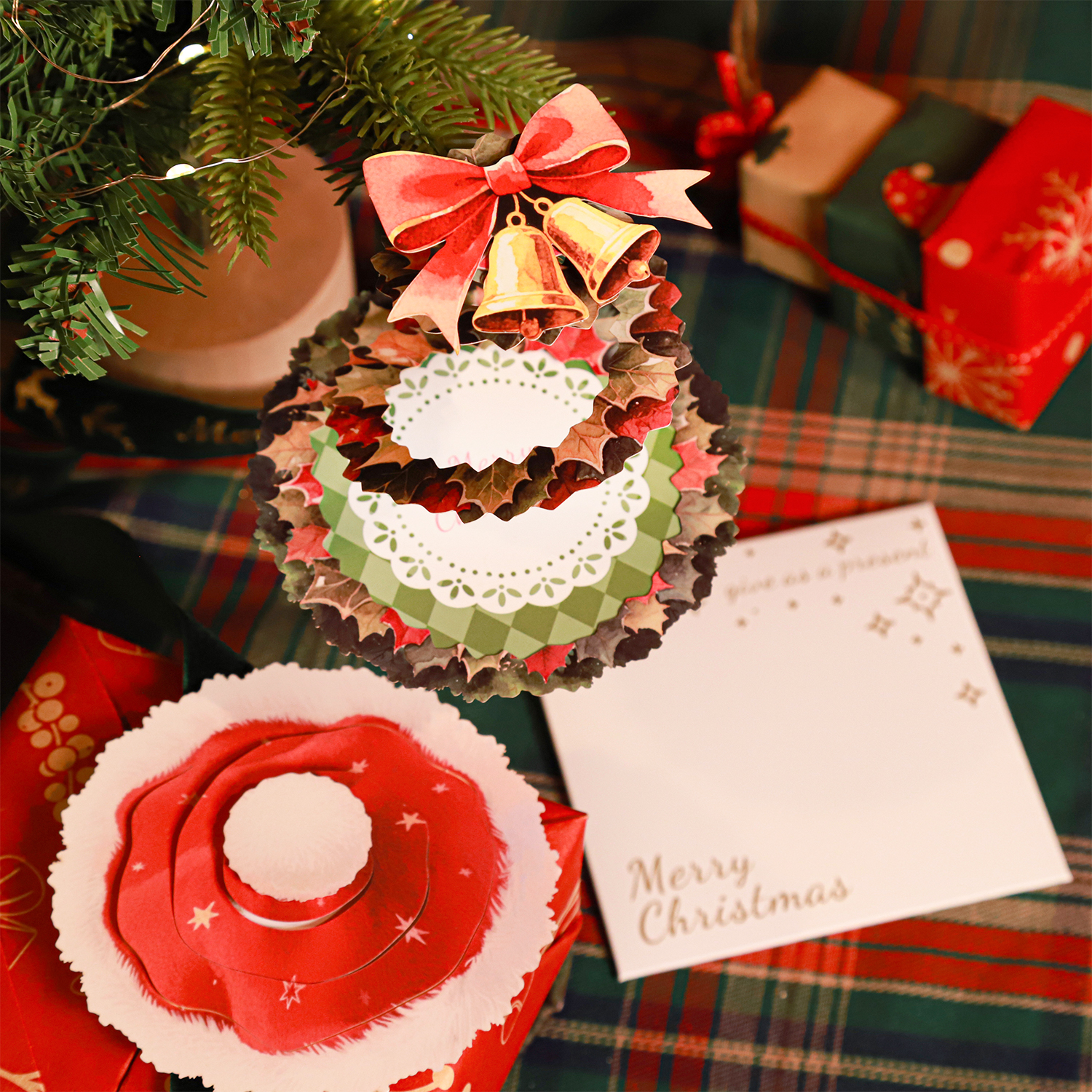 인사말 카드 - 스타라이트 기프트 시리즈 빈티지 크리스마스 트리