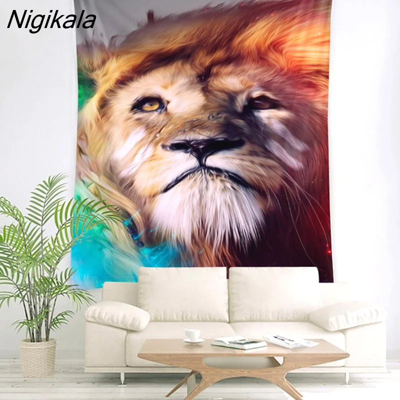 Nigikala Wall Hanging Lion Family Tapestry Art Deco Blanket Curtain Hanging At Home Bedroom Living Room Decoration