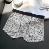 Men's Sexy Ultra-Thin Transparent Leopard Print Ice Silk Boxer Briefs