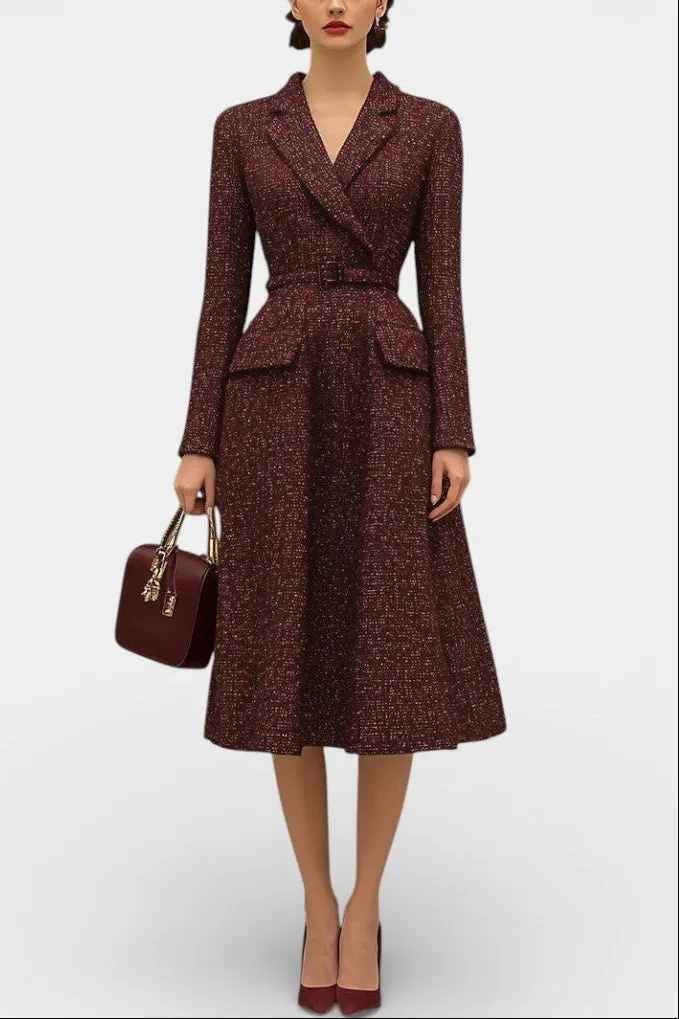 Structured Wrap Dress with Belted Waist