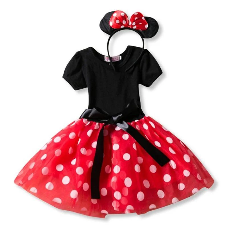 Fancy Baby Girls Clothes Mouse Dress Christmas Costume New Year Carnival Polka Dot Santa Dresses For Girls Holiday Party