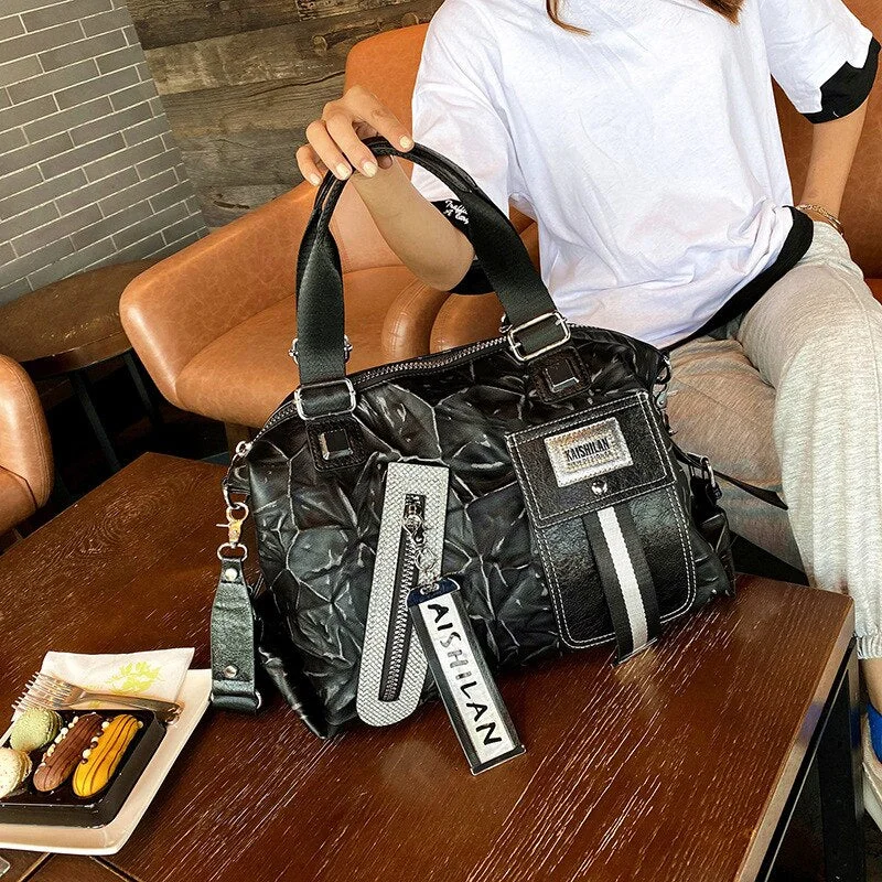 luxury designer brand purses and handbags female Shoulder shopper Bag Women's tote bag vintage Metal style leather Travel bag