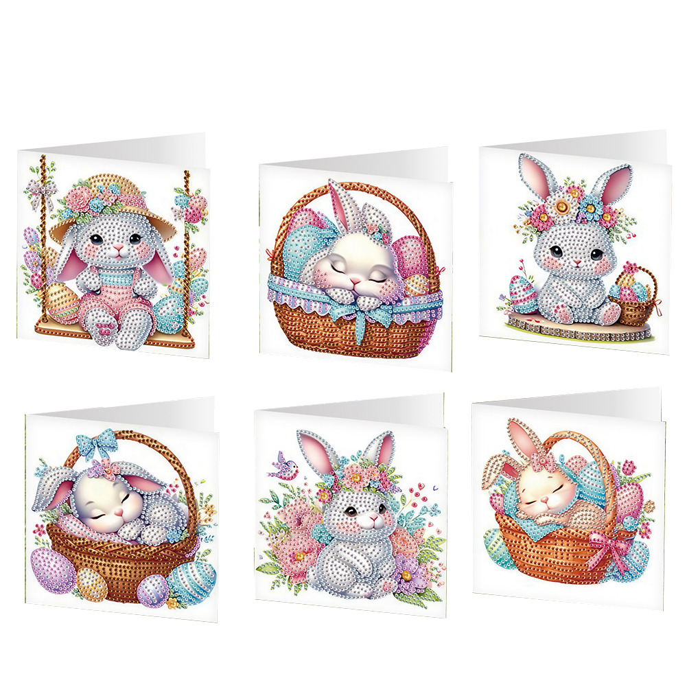 6pcs Easter Diamond Painting Greeting Cards DIY Handmade Arts Crafts for Easter