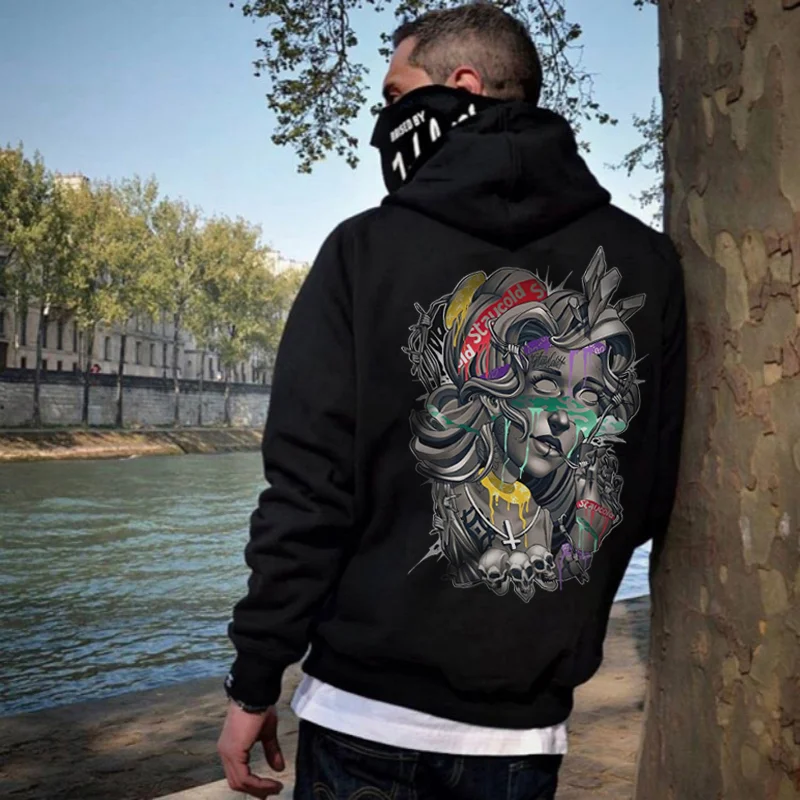 UPRANDY Stay Cold Girl With Skull Necklace Printed Men's Hoodie -  UPRANDY