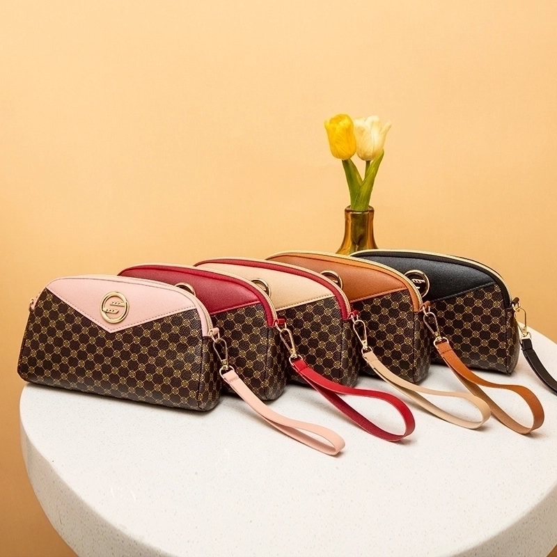 Red Khaki Black Pu Leather Printing Shell Evening Bags