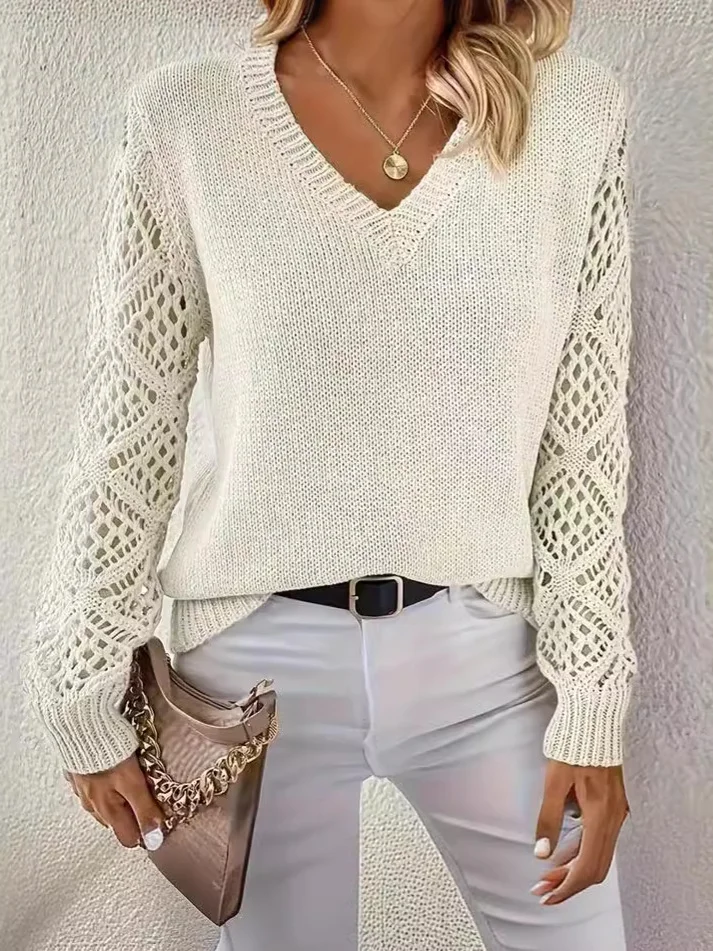 Athvotar Athvotar Sweater Women's Knitted Shirt Languid Languid Long Sleeve V Collar Hooded Top