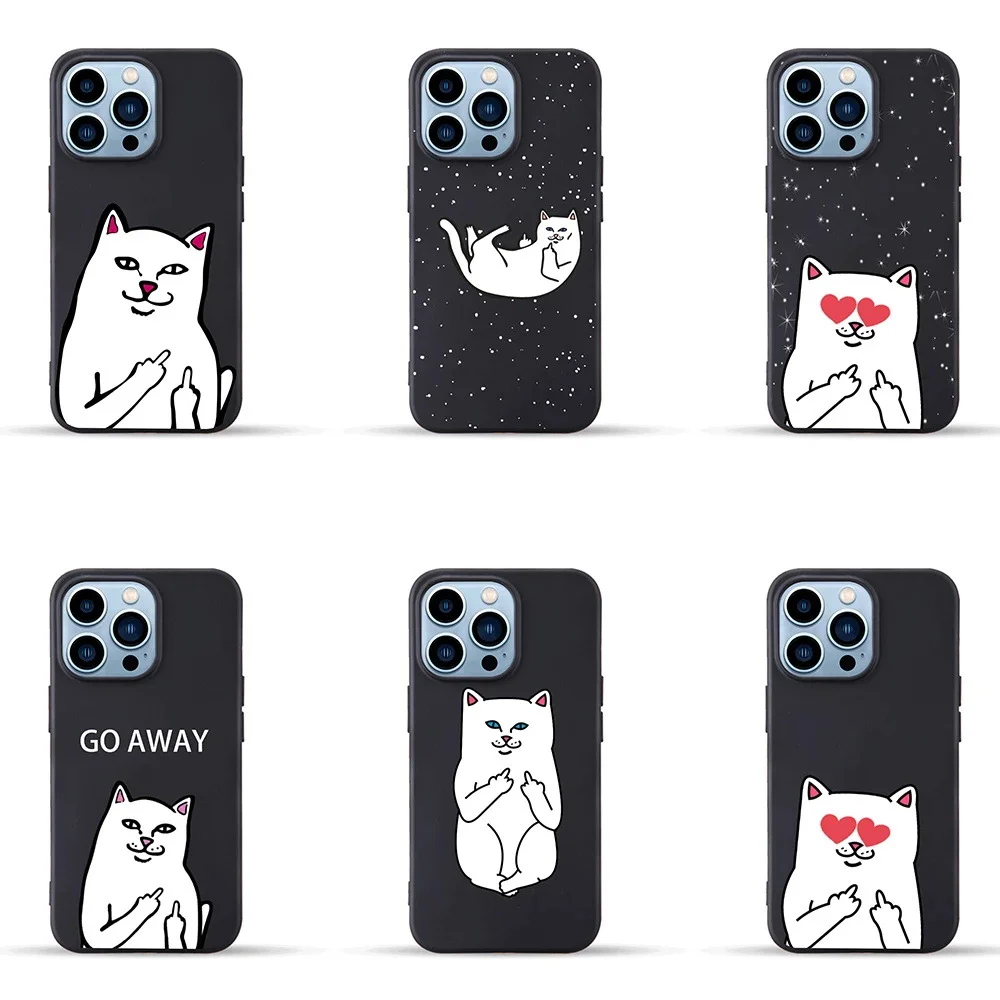 Funny Heart Middle Finger Cat Phone Case