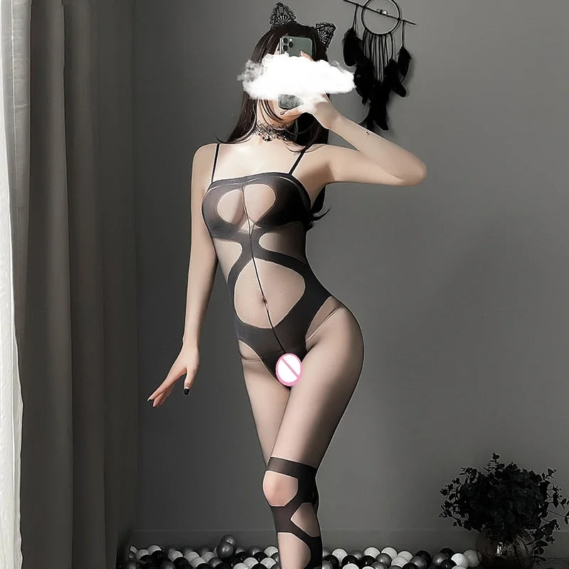 Open Crotch Doggy Stretch Mesh Body Stocking Sexy Bodysuit For Women Erotic Lingerie Porno Wild Girl Sex Costumes Slut New 0712